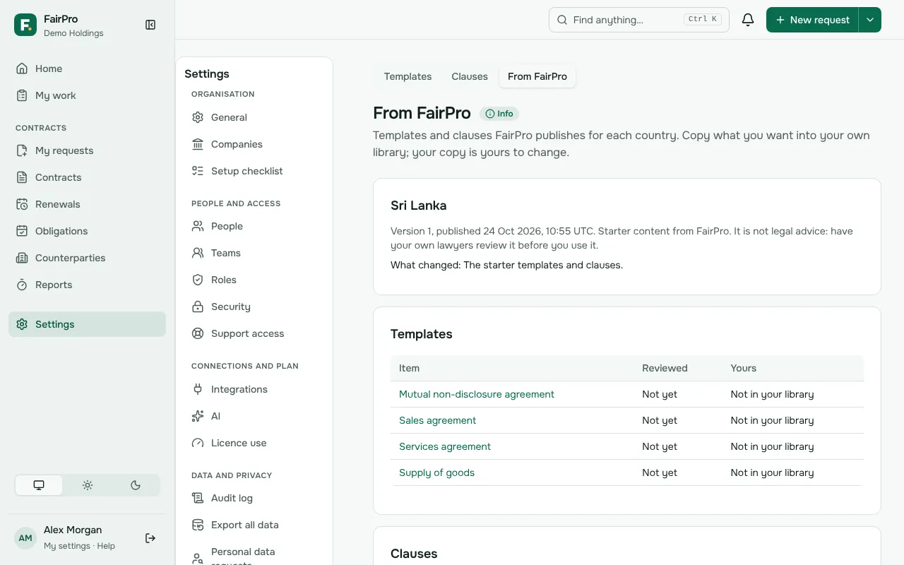 The From FairPro tab of the library, with the newest version for your country